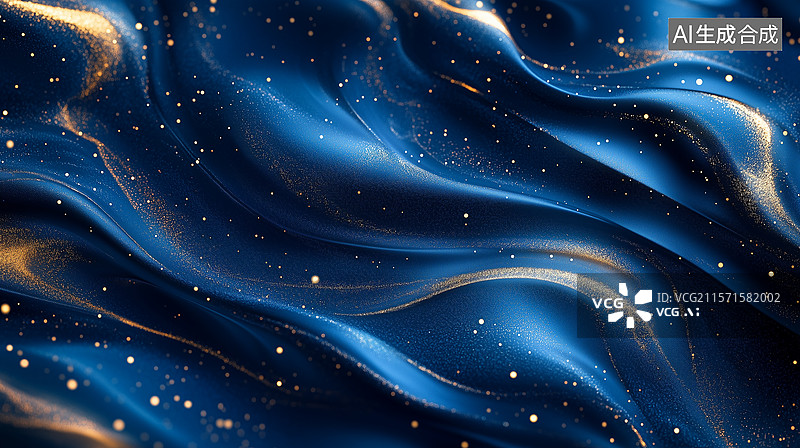 【AI数字艺术】宇宙波纹：金属蓝与金脉交织的超现实优雅图片素材