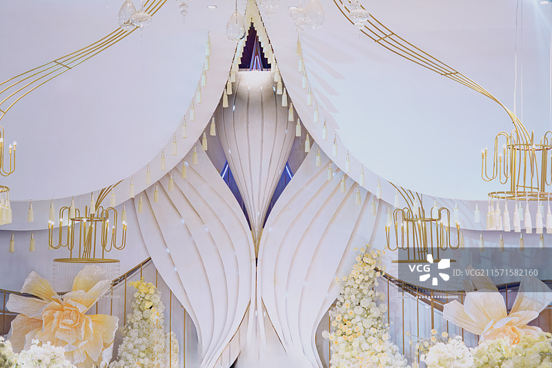 婚礼殿堂装修设计，背景，白色窗帘图片素材