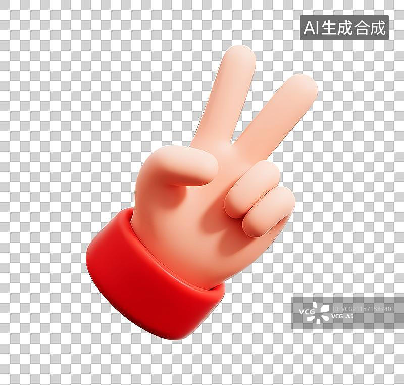 【AI数字艺术】卡通胜利庆祝的手势3d手沟通符号图片素材