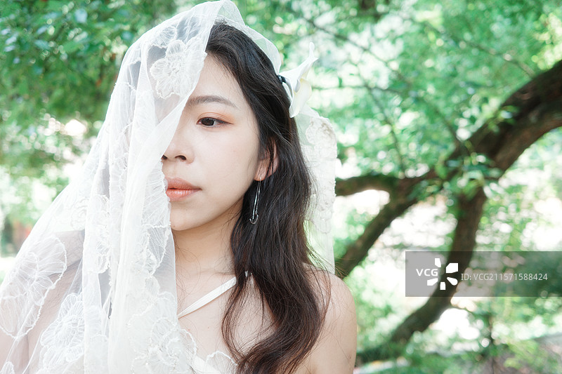 蒙纱少女图片素材