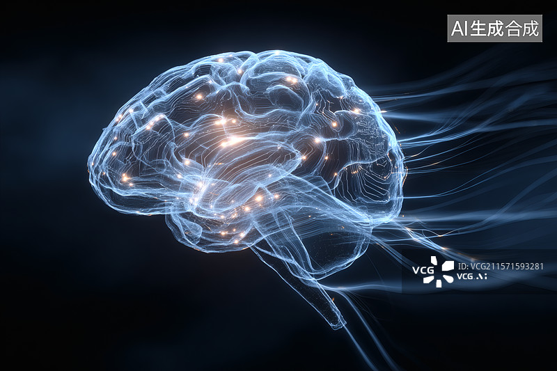 【AI数字艺术】人脑结构与神经连接图片素材