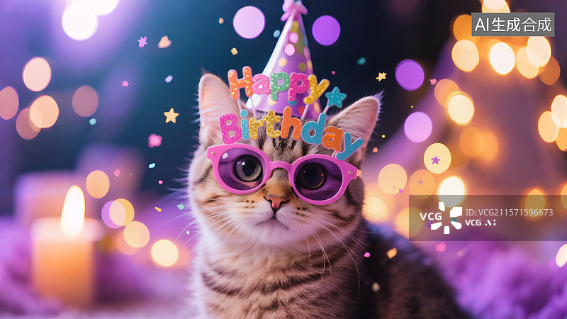 【AI数字艺术】生日聚会上的猫咪图片素材