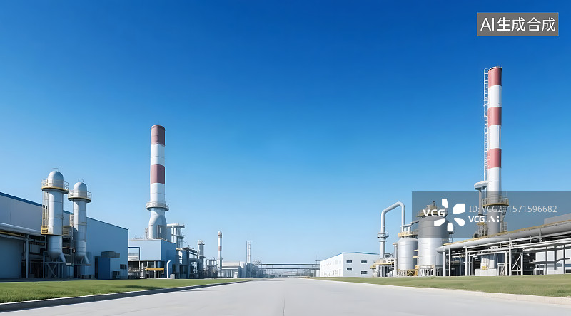 【AI数字艺术】石油化工炼厂背景图片素材