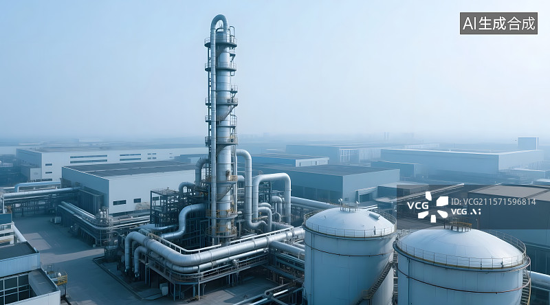 【AI数字艺术】石油化工炼厂背景图片素材