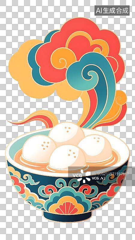 【AI数字艺术】祥云瑞气汤圆圆满图片素材