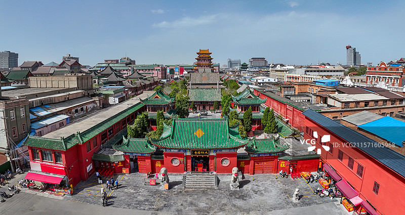 河南省开封市大相国寺航拍图片素材