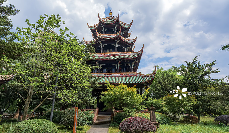 成都望江楼，1889年为纪念唐代女诗人薛涛而建起来的图片素材