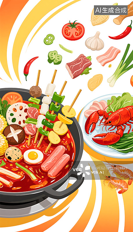 【AI数字艺术】美味的麻辣食物图片素材
