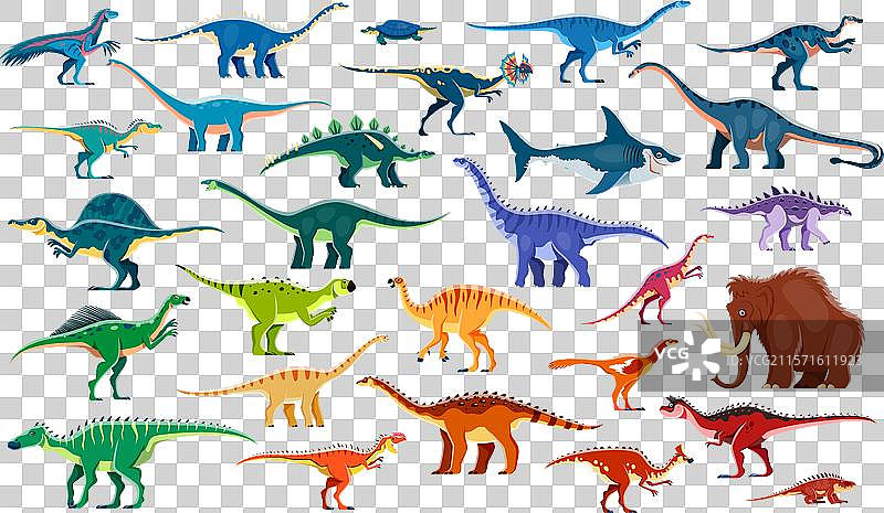 彩色卡通史前恐龙系列图片素材