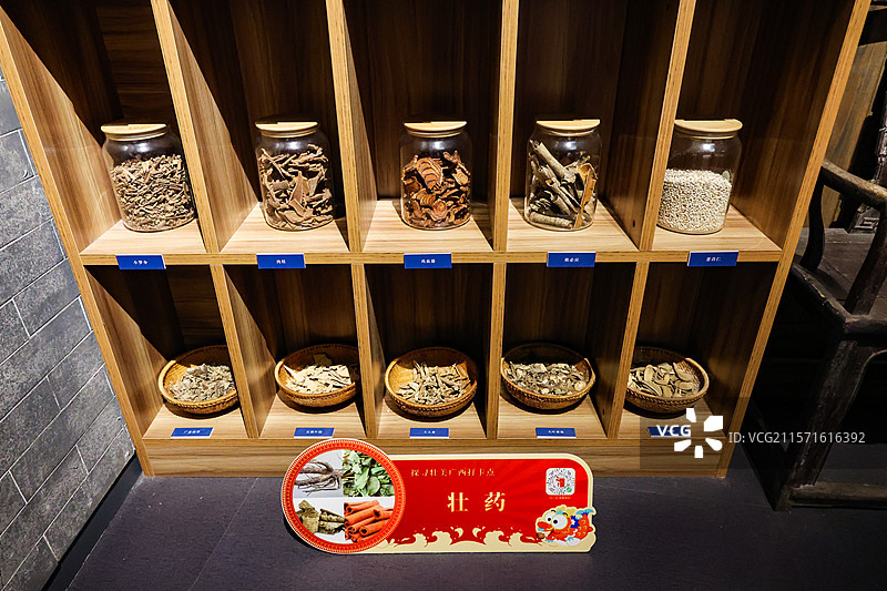 广西民族博物馆土人参鸡血藤两面针五指牛奶不出林密蒙花大罗伞等壮药组图图片素材