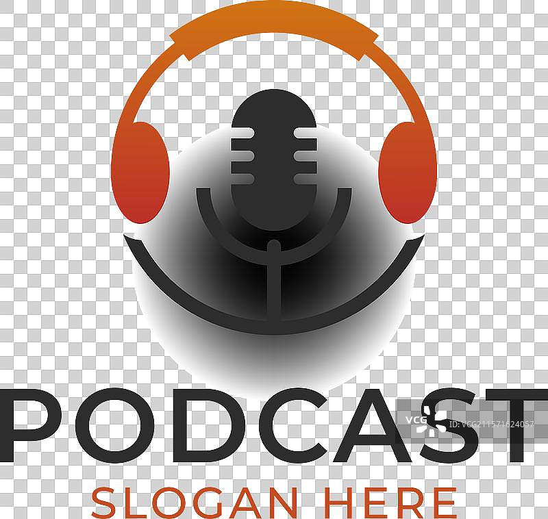 播客脱口秀标志元素与耳机图片素材