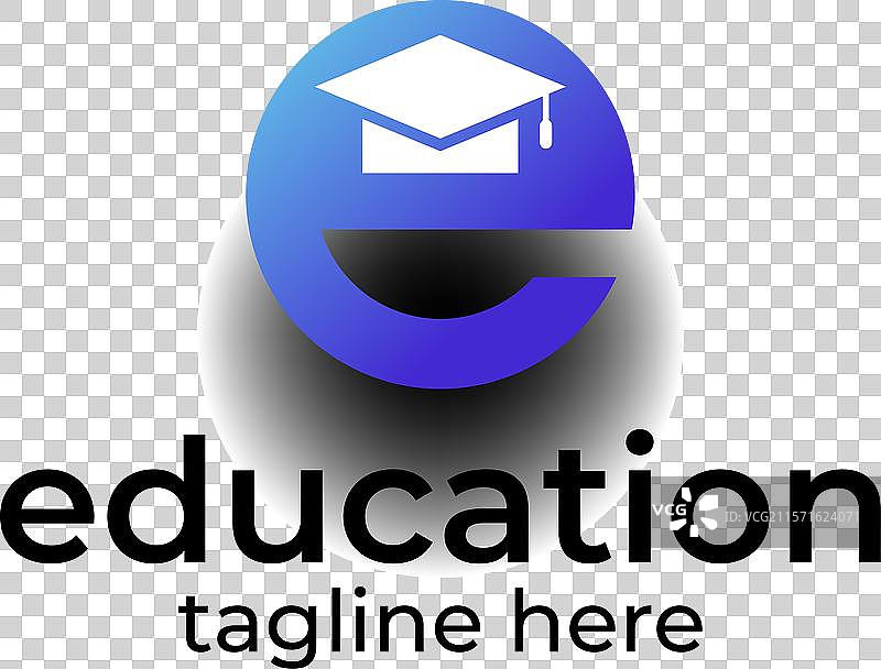 带有学帽的字母E教育标志元素图片素材