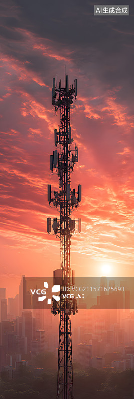 【AI数字艺术】信息电缆 5g  电力线支柱图片素材