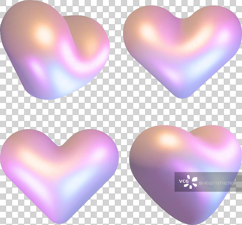 不同位置的光滑3D心形图案图片素材