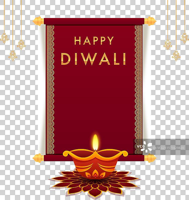 在快乐的排灯节上燃烧的油灯图片素材