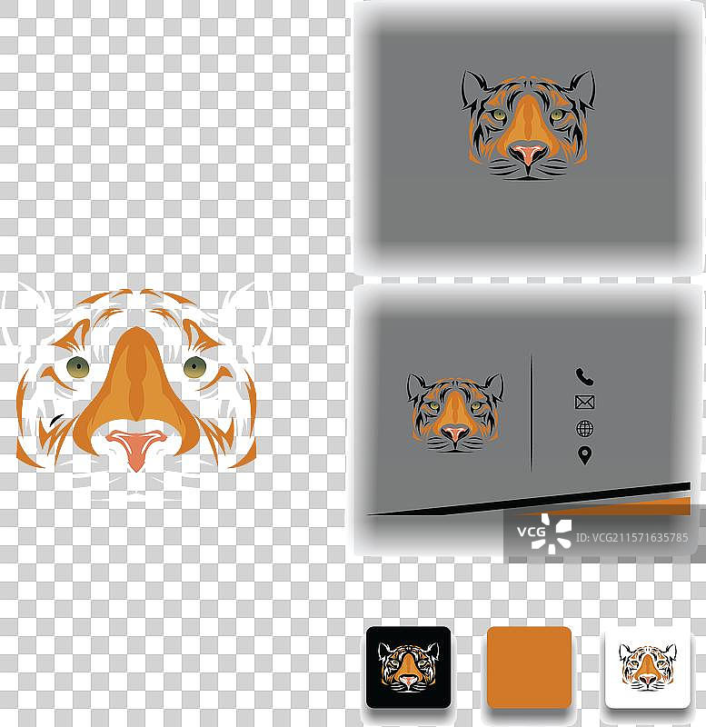 抽象的虎标志，带有弯曲的线条图片素材