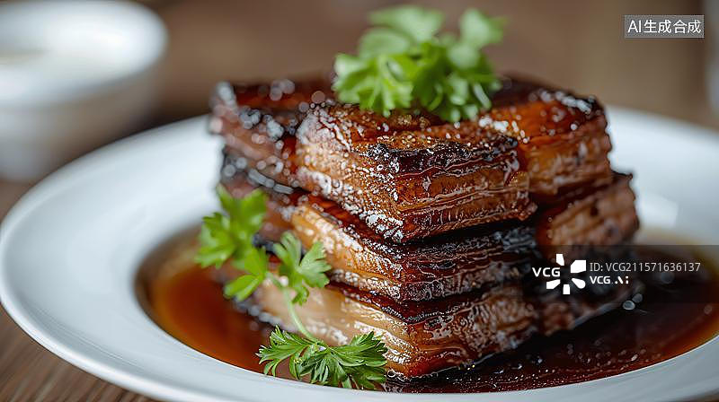 【AI数字艺术】诱人红烧肉的味蕾盛宴 入口即化的中式美味图片素材