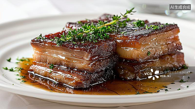 【AI数字艺术】诱人红烧肉的味蕾盛宴 入口即化的中式美味图片素材