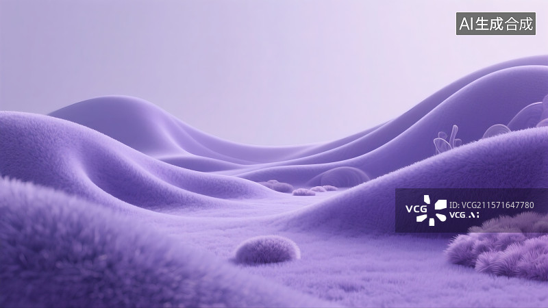 【AI数字艺术】紫色毛绒材质3D场景图片素材