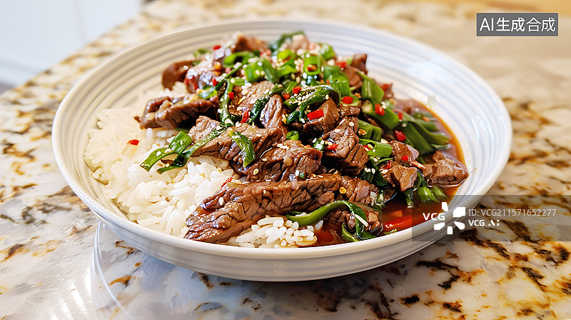 【AI数字艺术】AIGC：香辣牛肉盖浇饭 美食 饮食 餐饮 川菜中国食品图片素材