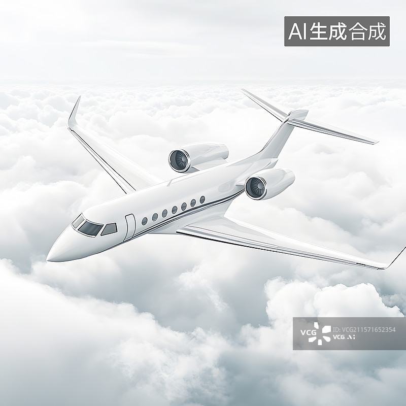 【AI数字艺术】AIGC：飞行在云层上的飞机图片素材
