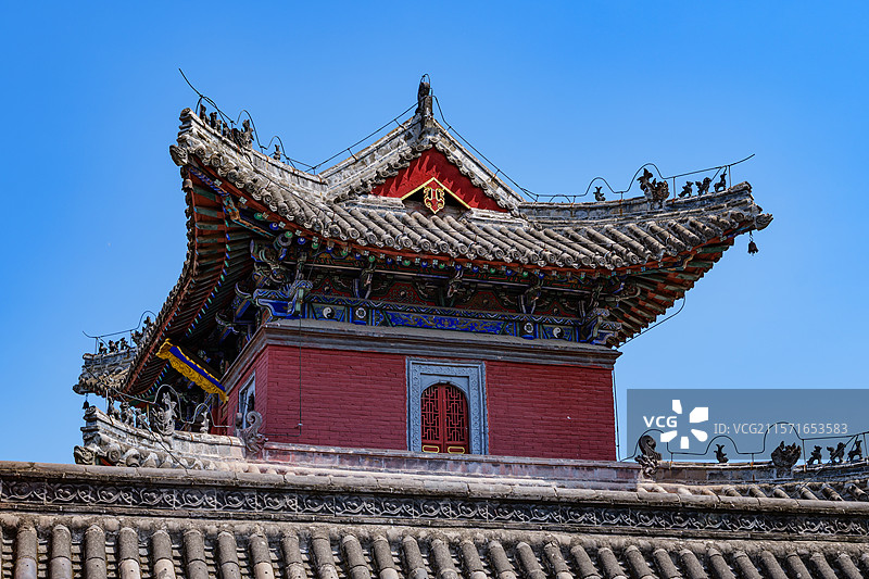 河南周口伏羲太昊陵庙蓝天下的中式古建筑群图片素材