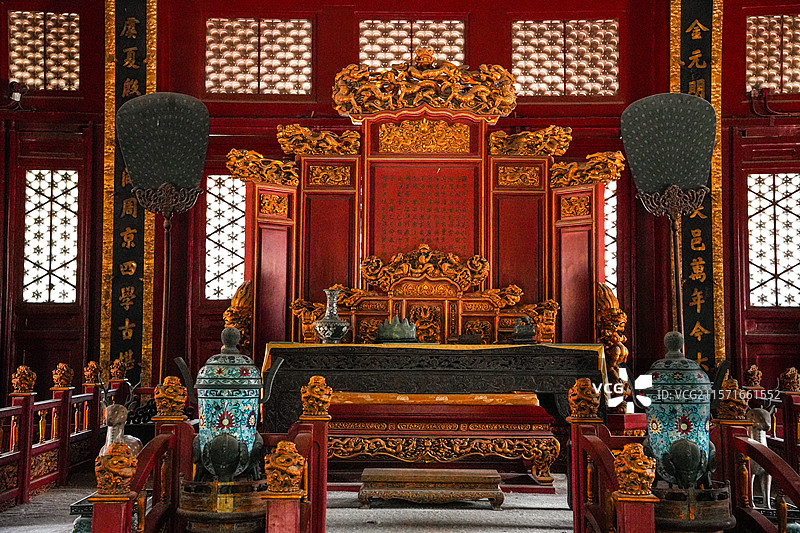 北京国子监博物馆辟雍内部建筑结构陈设图片素材