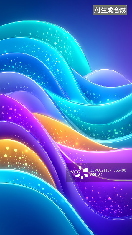 【AI数字艺术】彩色波浪线条抽象背景图片素材
