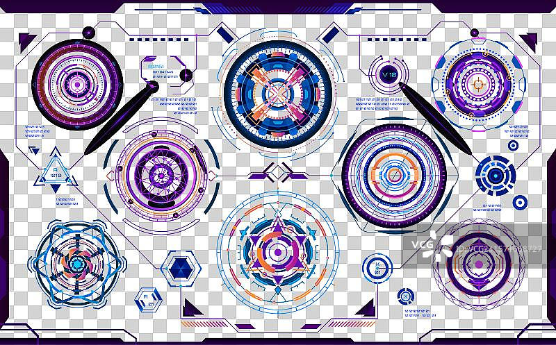 未来派圆形HUD科幻数字元素图片素材
