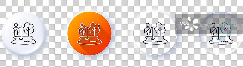 钓鱼地点线条图标，拿着钓竿的渔民标志图片素材