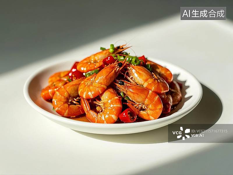 【AI数字艺术】一碟油焖大虾图片素材
