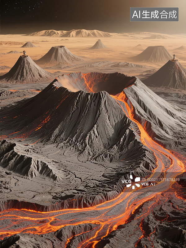 【AI数字艺术】火山喷发与熔岩流图片素材