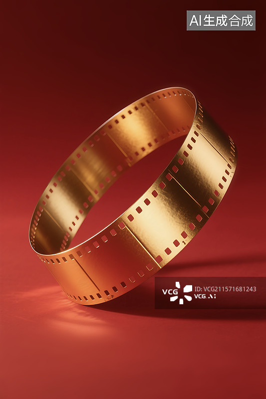 【AI数字艺术】3D立体三维C4D金色电影胶卷电影胶片电影工作娱乐传媒摄影后期制作底片图片素材