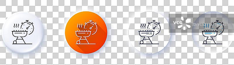 烧烤时间线图标，适用于烹饪的烧烤炉图片素材