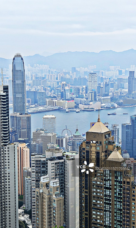 香港太平山顶俯瞰香港图片素材