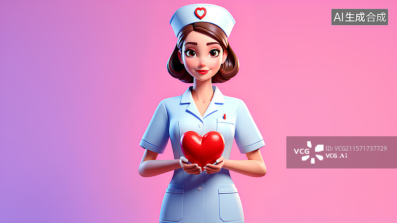 【AI数字艺术】白衣天使 捧着爱心的护士图片素材