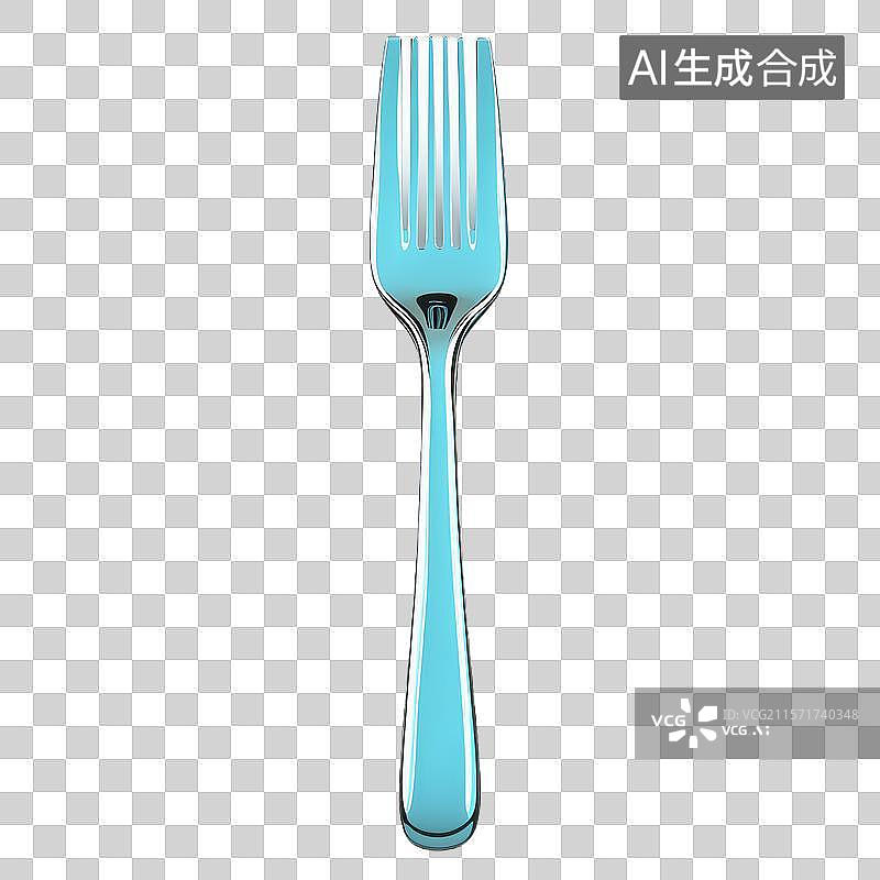 【AI数字艺术】蓝色手柄的金属叉子图片素材