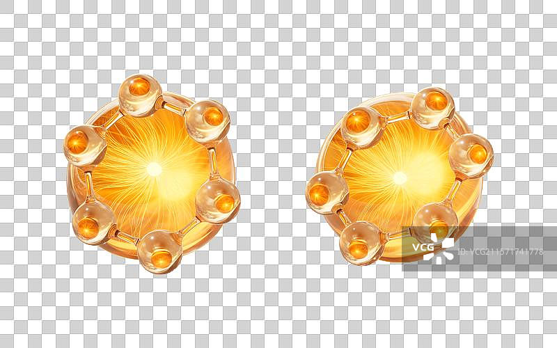 金色分子与透明气泡三维渲染图片素材