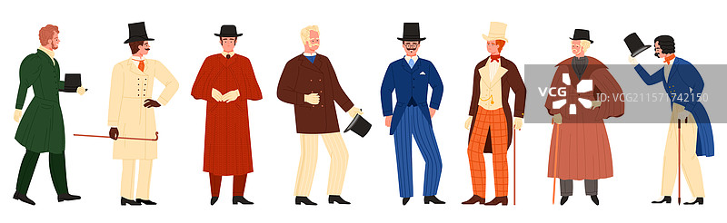 优雅的绅士身着精美的历史服装图片素材