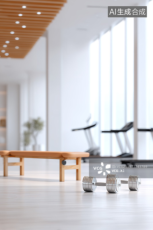 【AI数字艺术】健身房里的哑铃特写和健康生活方式概念图片素材