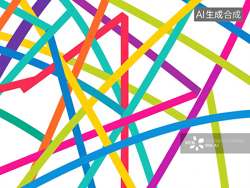 【AI数字艺术】彩色线条交织图案图片素材