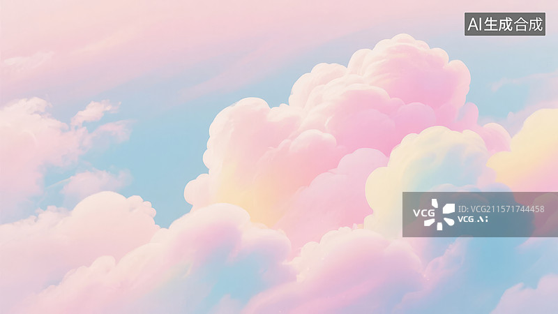 【AI数字艺术】梦幻般的粉彩云朵图片素材