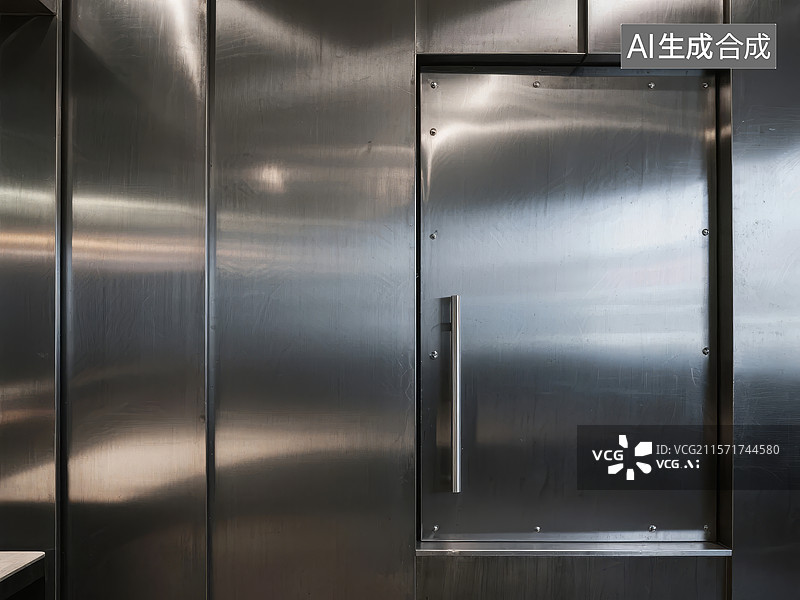 【AI数字艺术】不锈钢门和墙壁图片素材