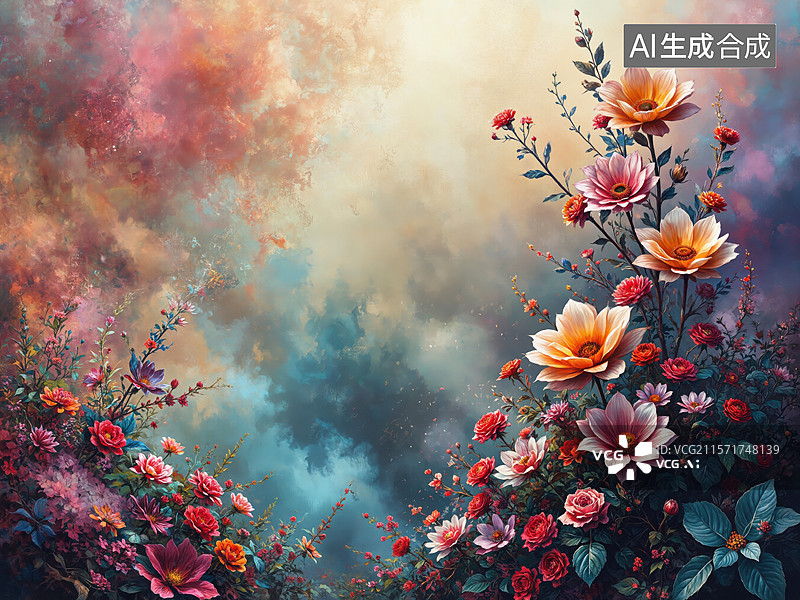 【AI数字艺术】梦幻花海图片素材
