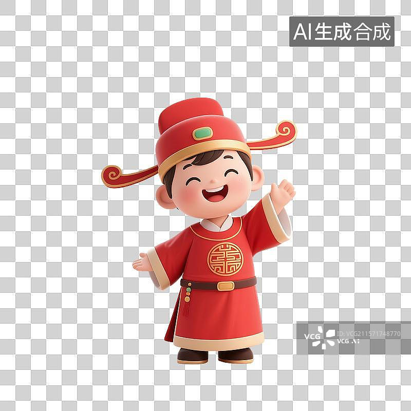 【AI数字艺术】3D渲染卡通人物，状元，文曲星，高考冲刺，高考加油，金榜题名，考试上岸，幸运，运气，免抠元素图片素材