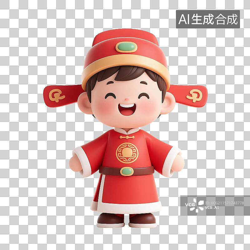 【AI数字艺术】3D渲染卡通人物，状元，文曲星，高考冲刺，高考加油，金榜题名，考试上岸，幸运，运气，免抠元素图片素材