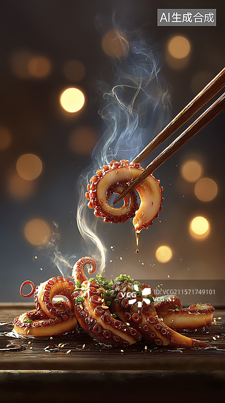 【AI数字艺术】美味烤鱿鱼图片素材