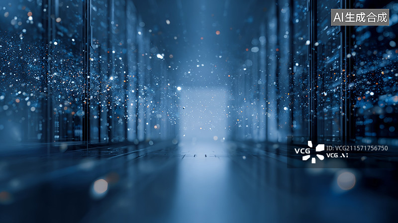 【AI数字艺术】科技数据中心的光影效果图片素材