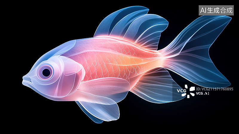 【AI数字艺术】抽象霓虹鱼图片素材