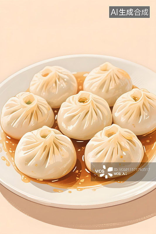 【AI数字艺术】开封灌汤小笼包图片素材